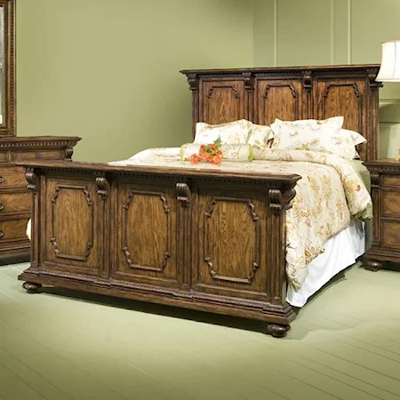 Traditional King Bed with Detailed Moldings